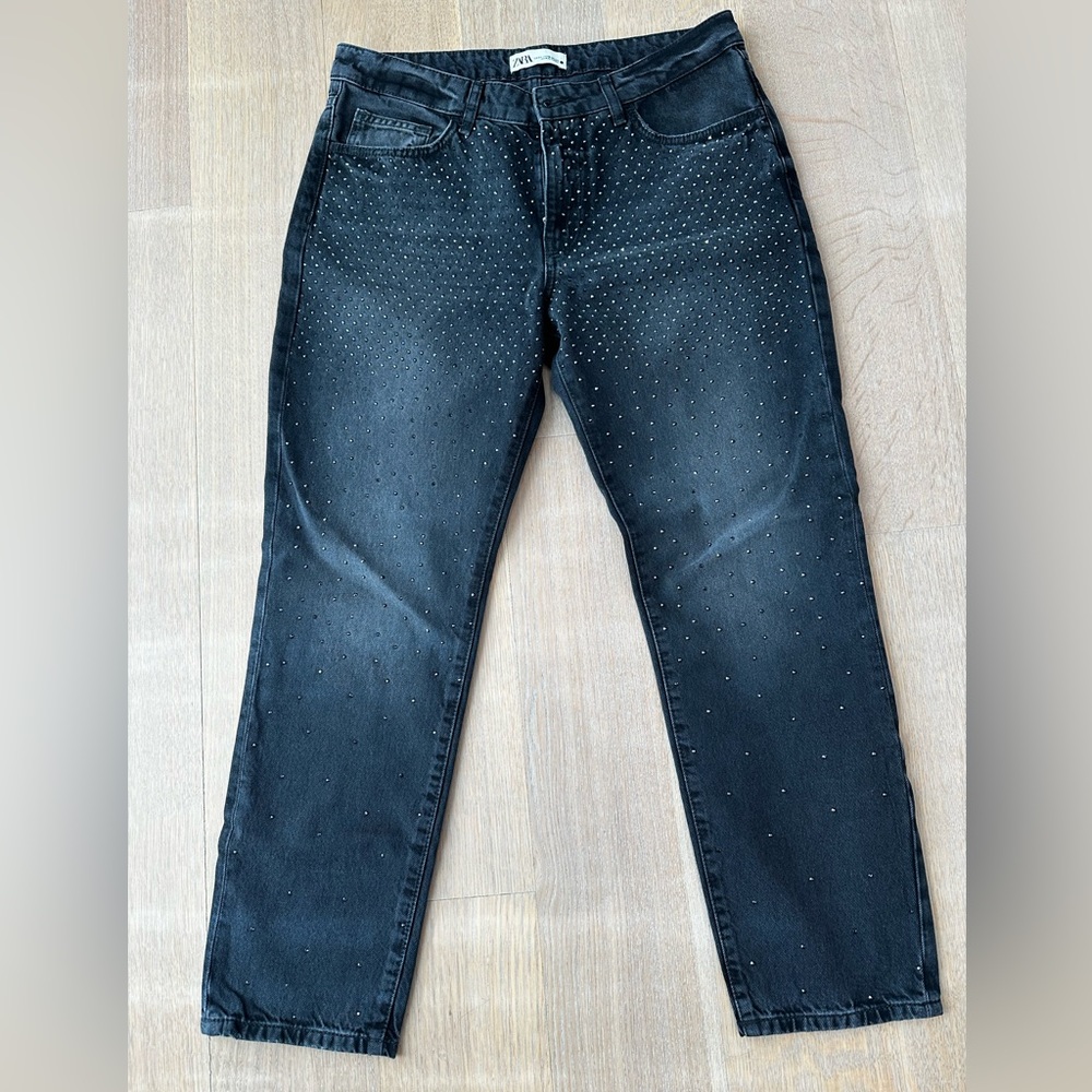 Zara black Jeans with rhinestones US 10